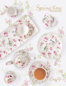 Cukortál és tejszínhabtartó készlet, porcelán, "Spring Time" - Nuova R2S
