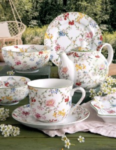 4 db-os desszerttányér készlet, porcelán, 19 cm, "Garden Dreams" - Nuova R2S